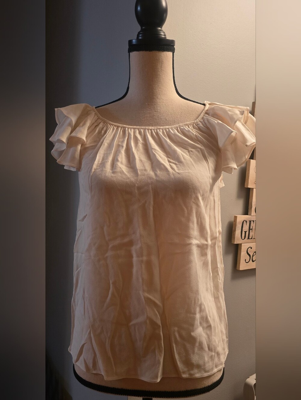 Michael Kors Collection Cream Ruffle Sleeve Blouse